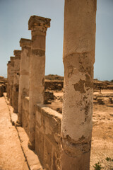 PAPHOS, CYPRUS - JUNE 02, 2023: Kato Pafos Archaeological Park. In 1980 Nea Pafos and Palaipafos were inscribed on the World Heritage List of UNESCO. This was on a sunny spring morning. 

