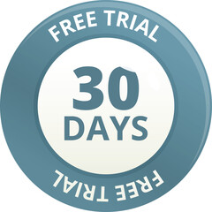 Free trial round label icon cartoon vector. Bonus stamp. Now gift business