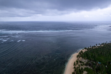 Aerial view of Siargao Island Philippines, cloudy, Drone photo