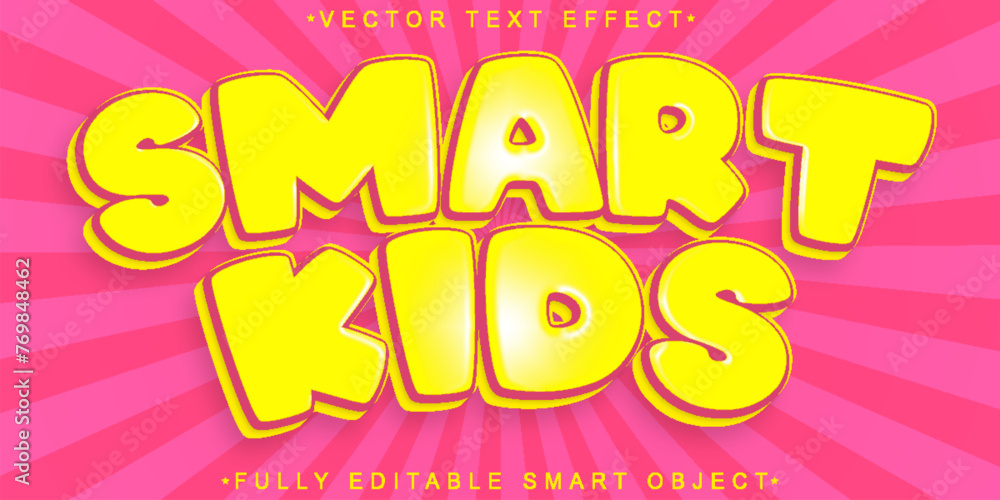 Poster orange cartoon smart kid vector fully editable smart object text effect