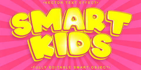 Orange Cartoon Smart Kid Vector Fully Editable Smart Object Text Effect