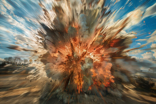 An abstract image of a nuclear explosion, the shockwave distorting the air around it.