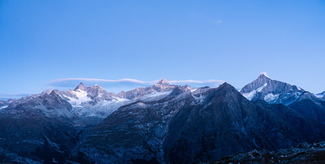 Mountain range with blue sky on Swiss Alps in the dawn - 769849863
