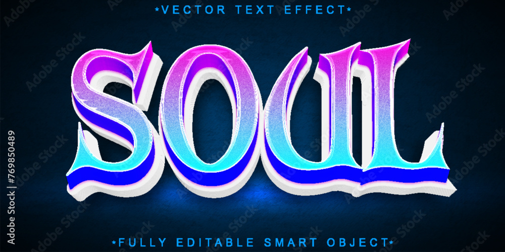 Poster colorful soul vector fully editable smart object text effect