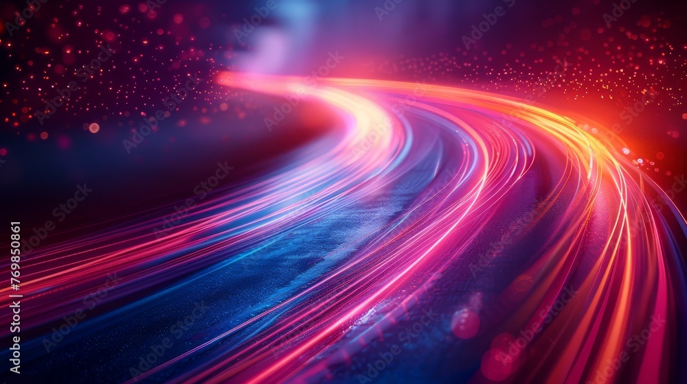 Leinwandbilder an isolated modern image showing colorful light trails with motion blur effect.