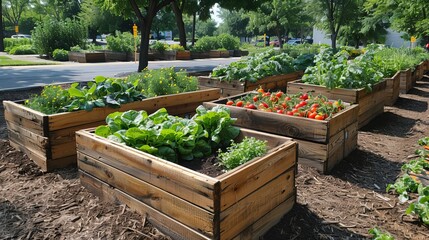 Vegetable garden boxes for the community.