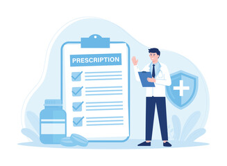 Disease therapy drugs, capsule treatments and doctor's prescriptions concept flat illustration