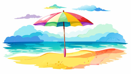 Fototapeta na wymiar Beach Umbrella Vector Art Sunny Seaside Scenes for Your Designs