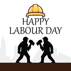 Happy Labour Day 2024 1st May. Thank you for your Hard Work. International Labour day. Happy Labour Day logo concept with helmet. International Workers day illustration.