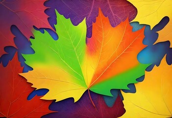 Digital Painting Vibrant Maple Leaf With Serrated  (8) 1
