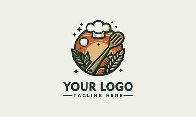 cooking logo Sketch style cooking lettering. For badges, labels, logo, bakery shop, grill, street festival, farmers market, country fair, shop, kitchen classes, cafe, food studio. Hand drawn vector
