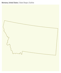 Montana, United States. Simple vector map. State shape. Outline style. Border of Montana. Vector illustration.