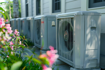 External air conditioner units on the facade - obrazy, fototapety, plakaty