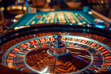 Roulette on a table in a casino. Gambling concept