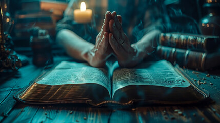 A praying person as a concept for hope spirituality and religion and. - obrazy, fototapety, plakaty