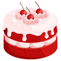 Red Velvet Cake with Cherry and Candy Pearls Toppings