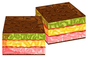 Italian Tricolor Cookies with Chocolate Sprinkles - Dessert Vector Illustration 
