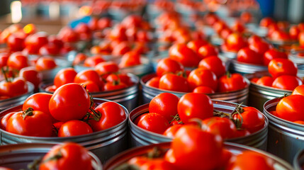 tomatoes in the factory industry. selective focus. - obrazy, fototapety, plakaty
