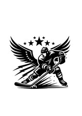 Hockey player SVG File, Hockey svg, Hockey silhouette, clipart, png file, dxf