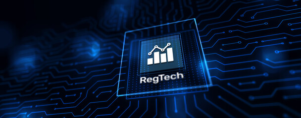 RegTech Regulation Compliance financial control modern internet technology concept on virtual screen.