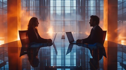 Corporate Professionals Engaged in Digital Teamwork