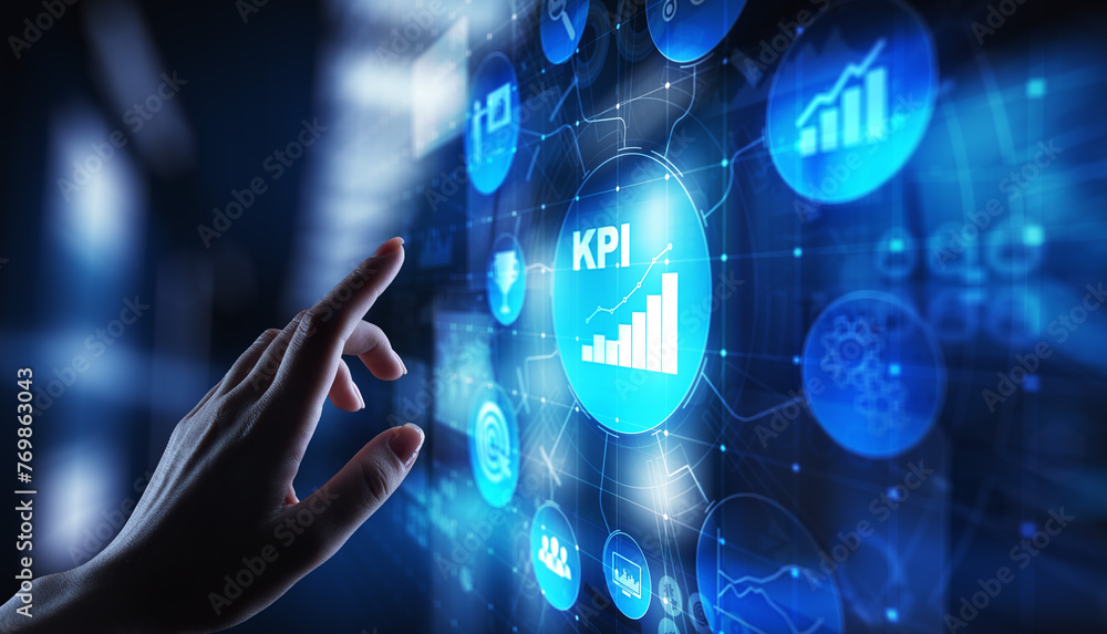 Poster kpi - key performance indicator. business and industrial analysis. internet and technology concept o