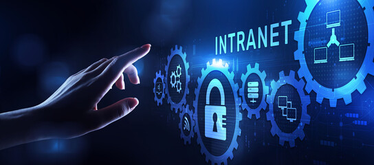 Intranet Corporate communication network Business technology networking concept.