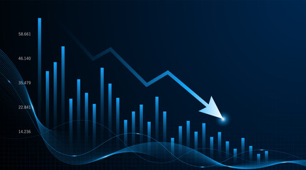 Downward trend of business graph or investment concept with decreasing profits. company downward arrow

