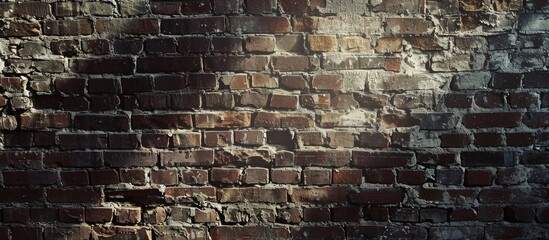 Aged brick wall with a dark shadow.