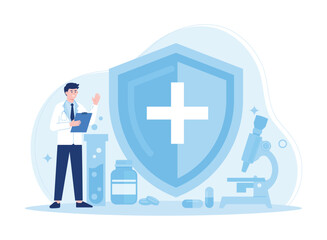 Drug testing laboratory concept flat illustration