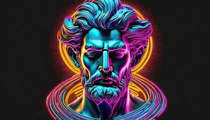 Generated image of greek statue with neon