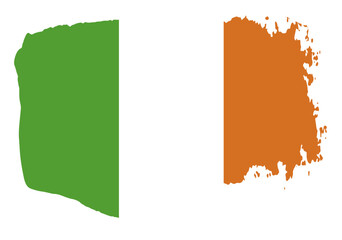 Ireland flag with palette knife paint brush strokes grunge texture design. Grunge brush stroke effect
