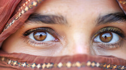 Close Up of the Empty Eyes of an Islamic Woman - obrazy, fototapety, plakaty