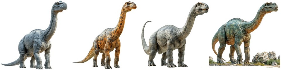 Set of sauropod isolated on transparent background