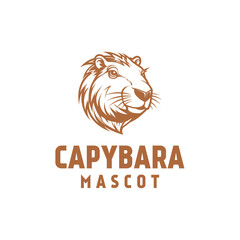 Capybara animal mascot logo vector illustration