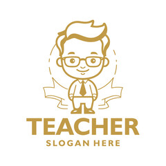 Cute teacher mascot logo vector illustration