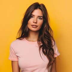 Woman in Pink Shirt Posing