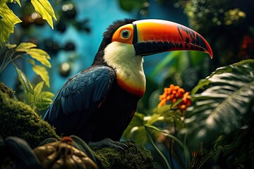 Obraz premium toucan bird in wild rain forest,