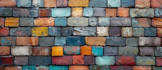 Modern Multi-Colored Brick Wall Texture Background