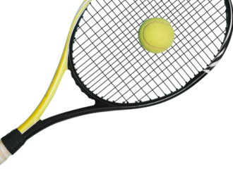 Tennis racket hitting the ball