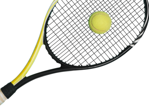 Tennis racket hitting the ball