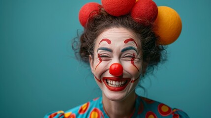 Woman With Clown Makeup - obrazy, fototapety, plakaty