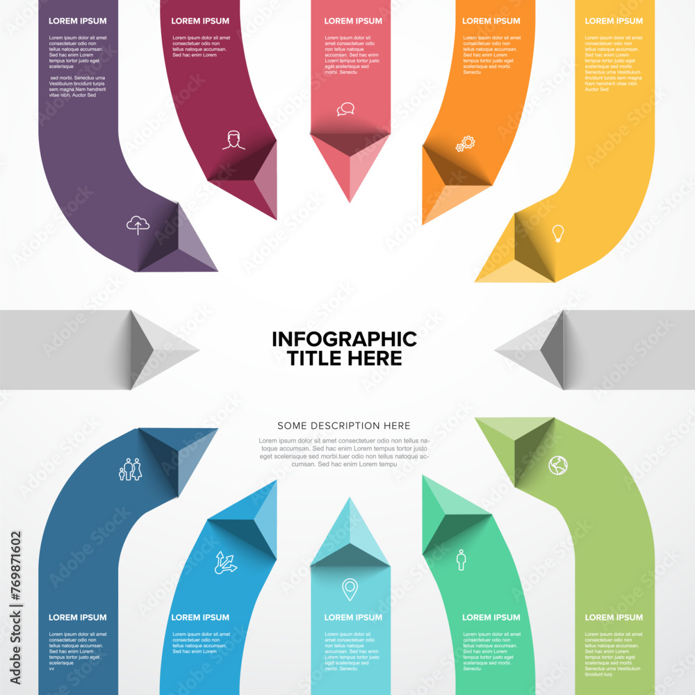 Aufkleber vector multipurposevertical infographic template with ten stripes and triangle arrows elements