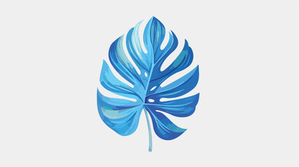Blue tropical leaf icon isolated flat cartoon 