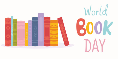 World Book Day. Vector illustration with books on a white background.