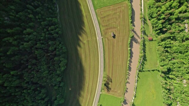 Drone footage over Road Austria 