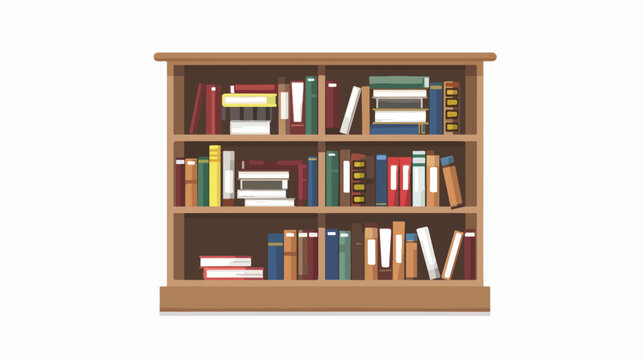 Bookcase with books icon over white background 