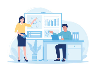 Collaborative work development team concept flat illustration