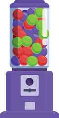 Violet slot machine icon cartoon vector. Bubblegum equipment. Childhood food