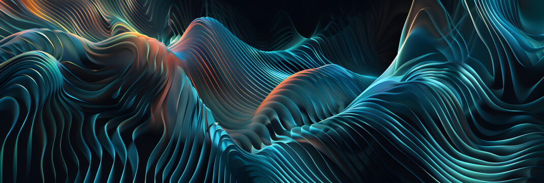 Animation of multiple blue shiny light lines moving on black background